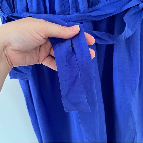 Reitmans Vibrant Blue Cross Over V-neckline Cap Sleeve Midi Dress - Picture 3 of 9